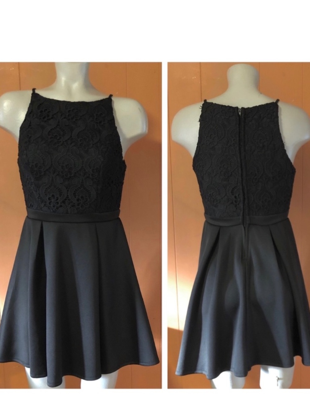 Francesca's Alya Fit & Flare Black Dress S